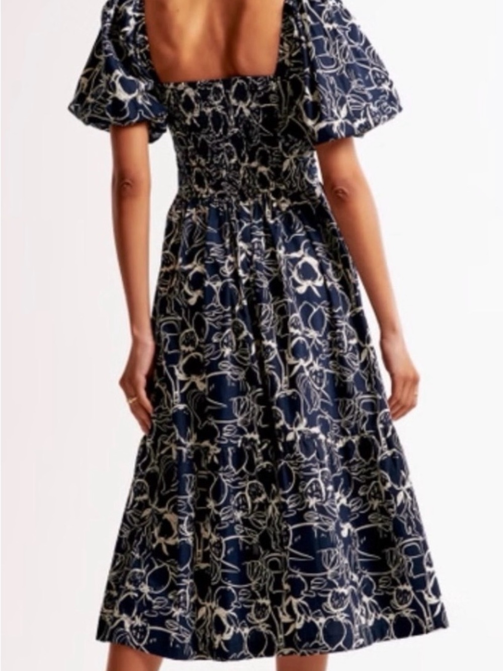 Abercrombie & Fitch Emerson Poplin Navy and White Floral Square-Neck Maxi Dress - Picture 3 of 13